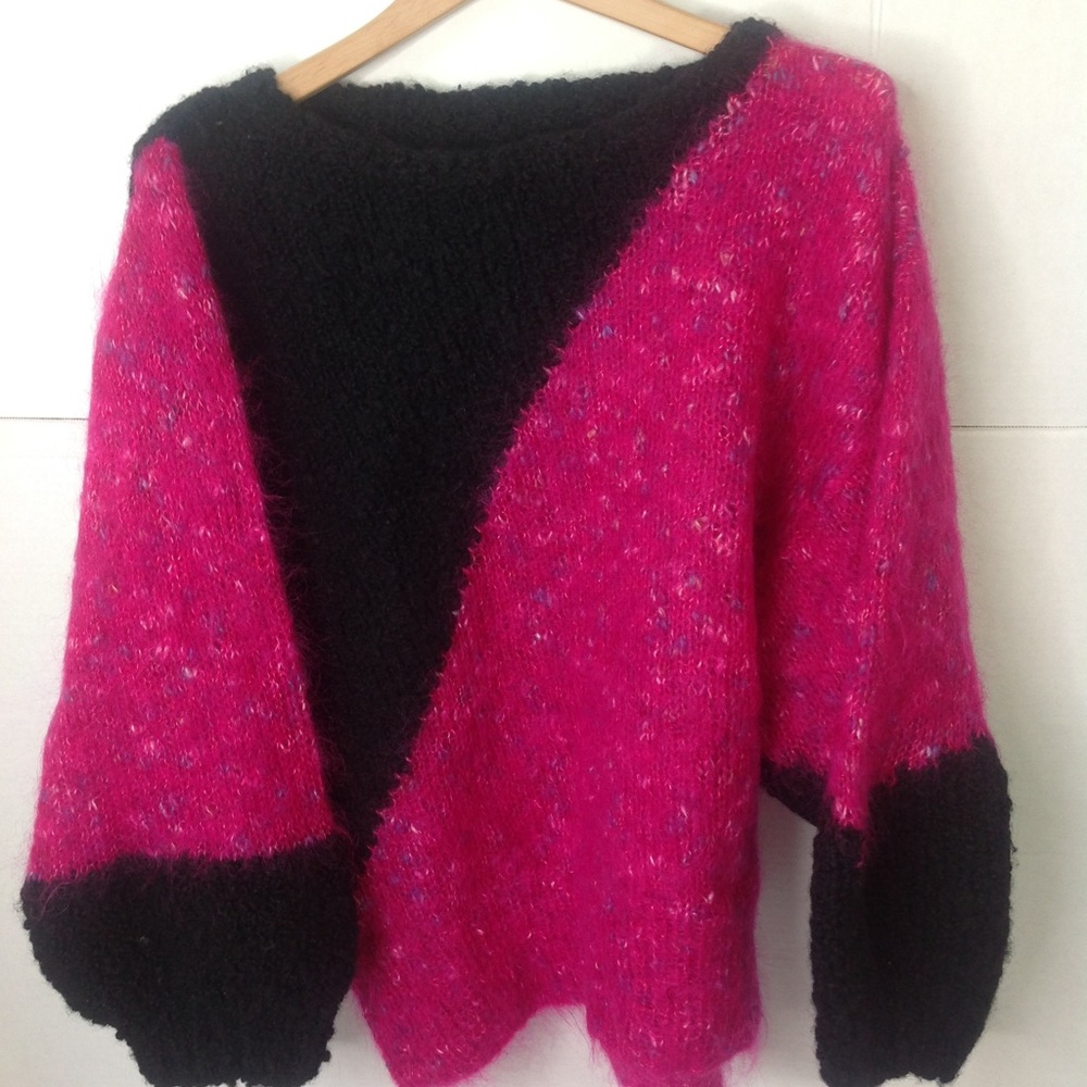 1990's Pink Crochet Sweater Knit Bell Sleeve